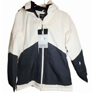 GEMYSE Ski Jacket Mens Large Hooded Winter Snow Coat Black White Insulated NWT